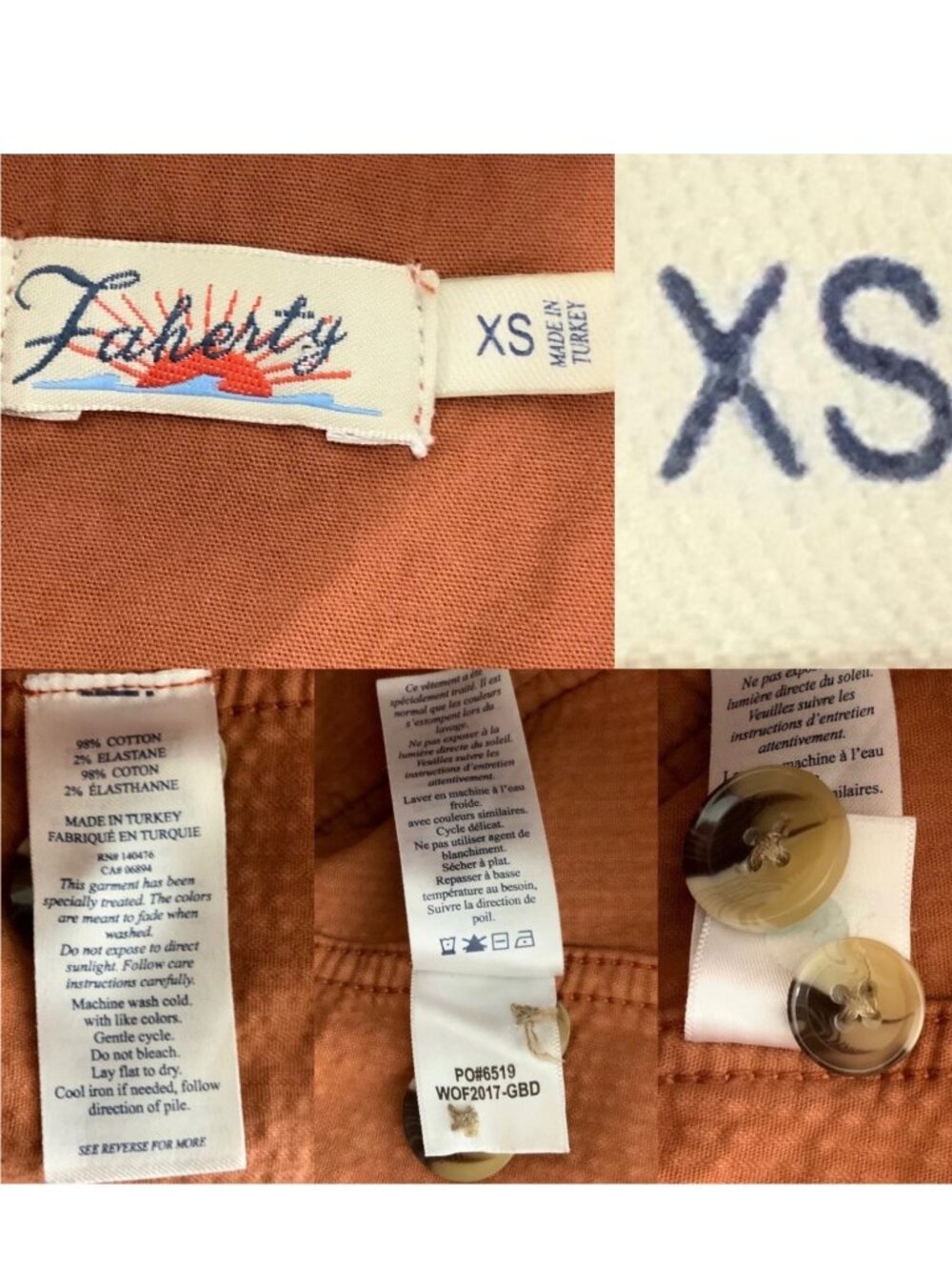 Faherty Studio Corduroy Chore Jacket XS Gingerbread - Picture 10 of 16